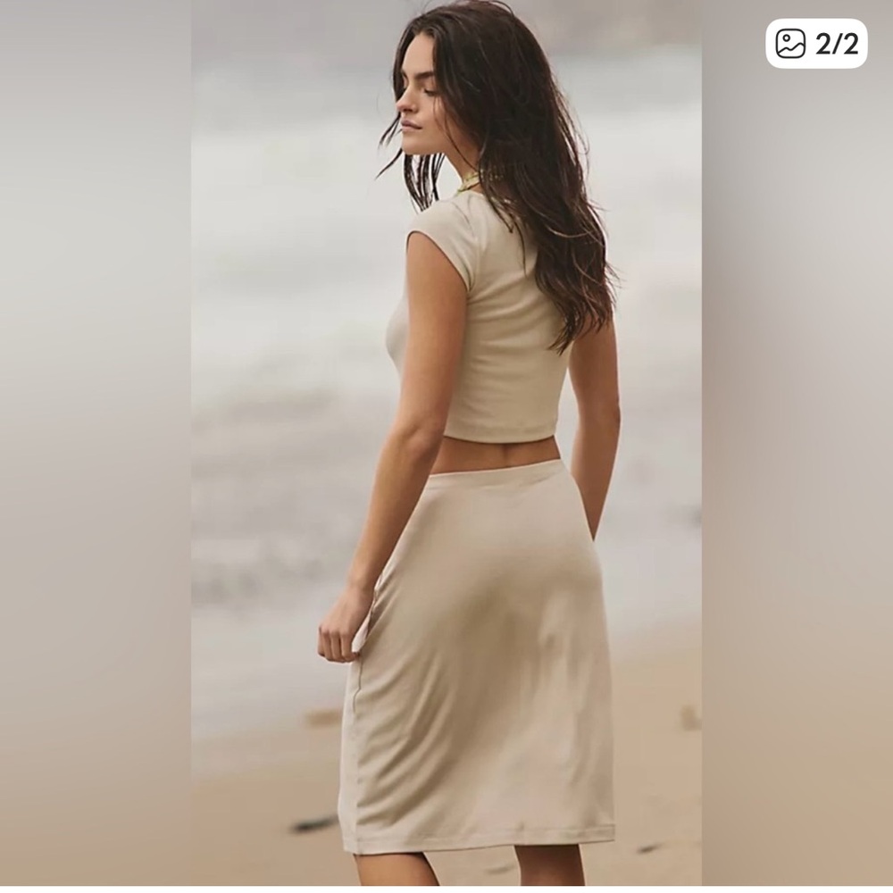 NWT FREE PEOPLE FREE EST GOOD
FEELS TEE SKIRT SET - Picture 2 of 2